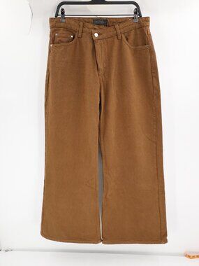 Zara Jeans Womens 10 Wide Leg High Rise Cotton 5 Pocket heavy Denim asymmetric